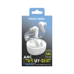 Słuchawki bezprzewodowe Music Hero TWS MY-BEAT ANC Doknałowe Bluetooth Biały