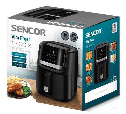 Air Fryer Frytkownica beztłuszczowa SENCOR SFR 6550BK-EUE3 Czarny 6.5l z termoobiegiem