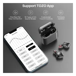 Słuchawki bezprzewodowe Tozo T6S Dokanałowe Bluetooth 5.2 Czarny