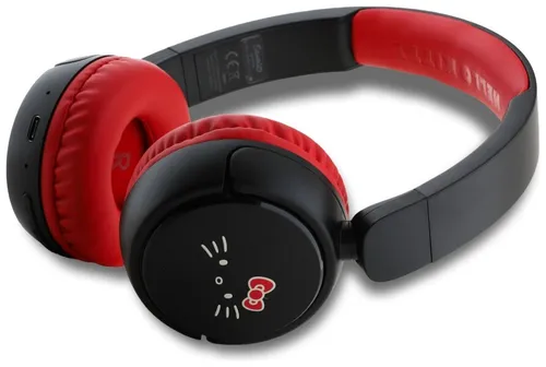 Słuchawki nauszne HELLO KITTY Face Logo Czarno-czerwony