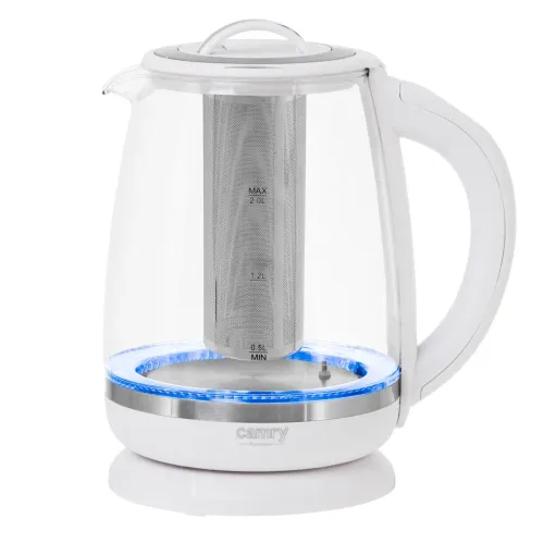 ADLER CR 1290 2 l biały - czajnik elektryczny bezprzewodowy szklany z zaparzaczem