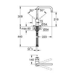 Bateria GROHE Minta 32488DL0 Złoto szczotkowane