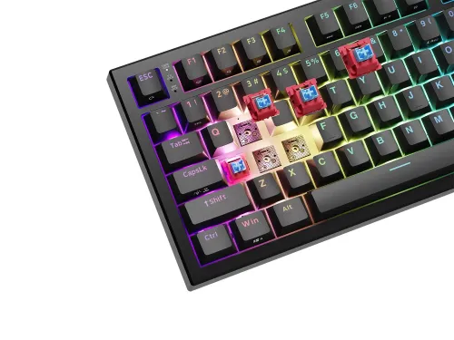 Klawiatura gamingowa Genesis Thor 404 75% GenX Stratos Silent przewodowa mechaniczna podświetlana cicha czarna