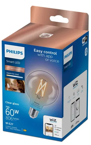 Inteligentna żarówka LED PHILIPS G95 927-65 CL 1PF 6 7W E27 Wi-Fi/Bluetooth