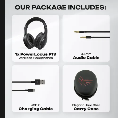 Słuchawki bezprzewodowe PowerLocus P19 Black Nauszne Bluetooth 5.3 Czarny