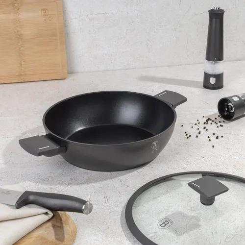 Płaski Garnek Tytanowy Z Pokrywą 30Cm Berlinger Haus Bh-8129 Antracit