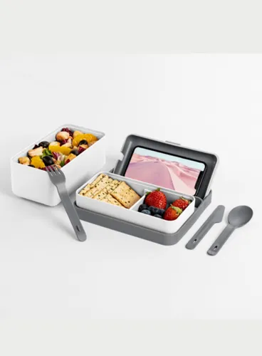 Lunchbox / śniadaniówka ze sztućcami Blim + Bauletto M - arctic white