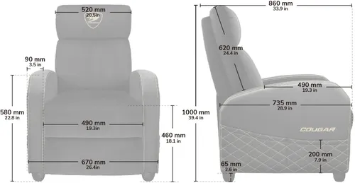 Sofa gamingowa COUGAR Elite Czarno-złoty