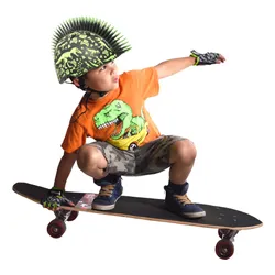 Kask rowerowy RASKULLZ T-Rex Bonez Mohawk Czarno-zielony dla Dzieci (rozmiar XS)