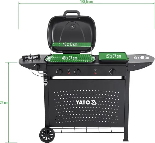 Grill gazowy YATO YG-20008 11 kW 48 x 37 cm