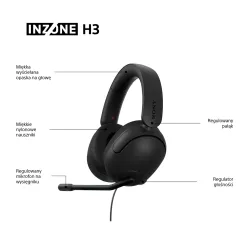 Słuchawki przewodowe z mikrofonem Sony INZONE H3 Nauszne Czarny
