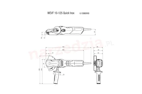 Угловая шлифовальная машина Metabo Wevf 10-125 Quick Inox с плоской головкой