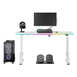 Biurko gamingowe ULTRADESK Iron RGB Biały