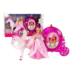 Lalka Księżniczka z karocą i koniem