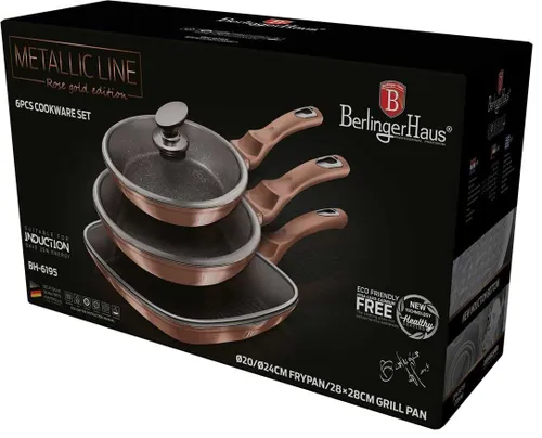 Zestaw patelni BERLINGER HAUS Metallic Line Rose Gold Edition BH/6195 (6 elementów)