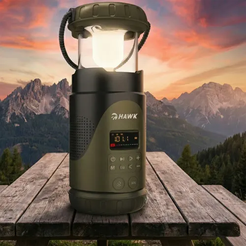 Radioodbiornik Hawk Expedition R30 Na korbkę, Solarne, Latarka, Radio FM Zielony