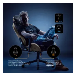 Fotel Diablo Chairs X-One 2.0 Small Camel Black Gamingowy do 90kg Tkanina Czarno-Beżowy