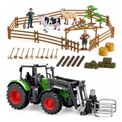 Zestaw Farma Traktor Przyczepa Ciągnik Zagroda Maszyny Rolnicze Zwierzęta Figurki