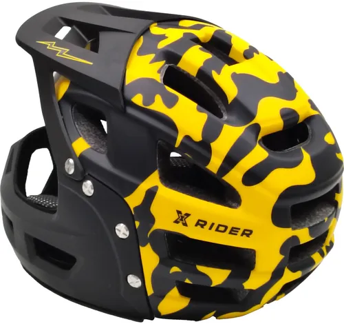 Kask XRIDER XRFH003M Czarno-żółty Full Face z odkręcaną szczęką (rozmiar M)