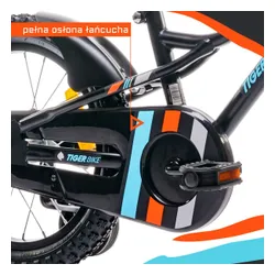 Rower dziecięcy SUN BABY Tiger Bike 14 cali dla chłopca Pomarańczowo-turkusowy