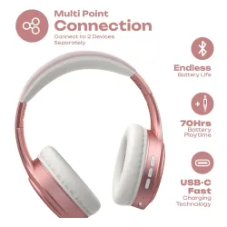 Słuchawki bezprzewodowe PowerLocus P19 Rose Gold Nauszne Bluetooth 5.3 Różowo-złoty