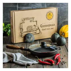 Patelnia żeliwna z pokrywką MAYSTERNYA WOOD 26 cm