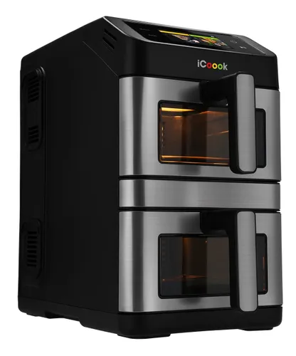Air Fryer Frytkownica beztłuszczowa ICOOOK MFR-IC-02 10l, z podwójnym koszem, z okienkiem do obserwacji postępów gotowania