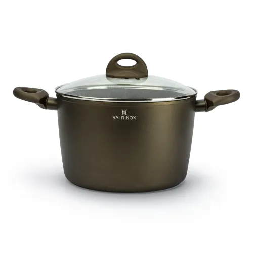 Garnek aluminiowy z pokrywką VALDINOX AURUM CIEMNOBRĄZOWY 6,4 l