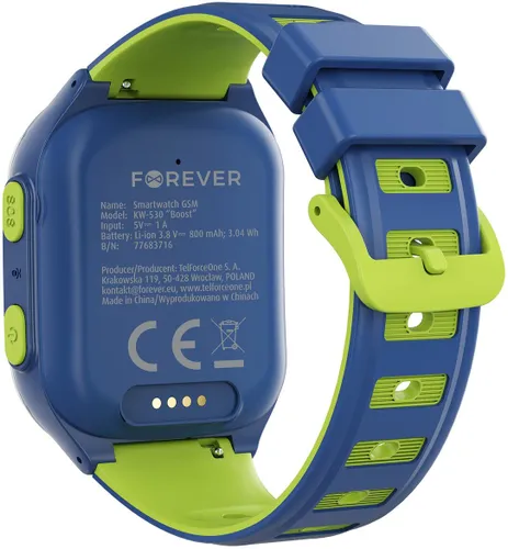 Smartwatch FOREVER Kids Boost KW-530 AI GPS WiFi 4G Niebiesko-zielony