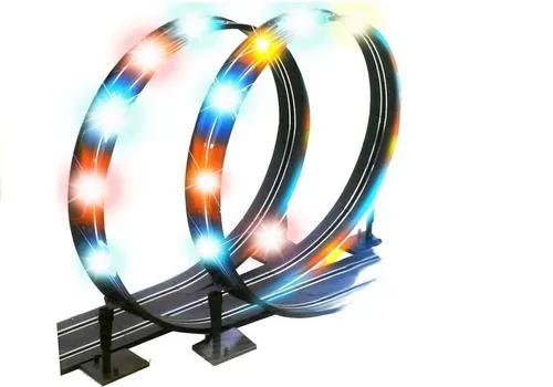 Tor Samochodowy Wyścigowy Slot Cars 2 Autka 1:43 Pętla Lampki Zasilacz