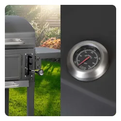 Grill węglowy ogrodowy Berdsen BD-892 żeliwny ruszt z pokrywą termometr + pokrowiec