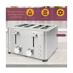Toster ProfiCook PC-TA 1252 Ruszt do bułek Rozmrażanie 1500W