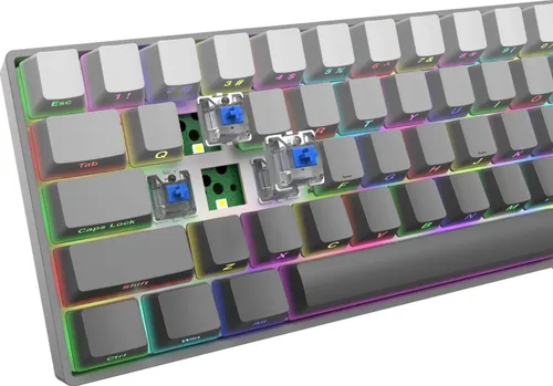 Klawiatura gamingowa White Shark Nunchaku szara Blue Switch RGB Hot-Swap