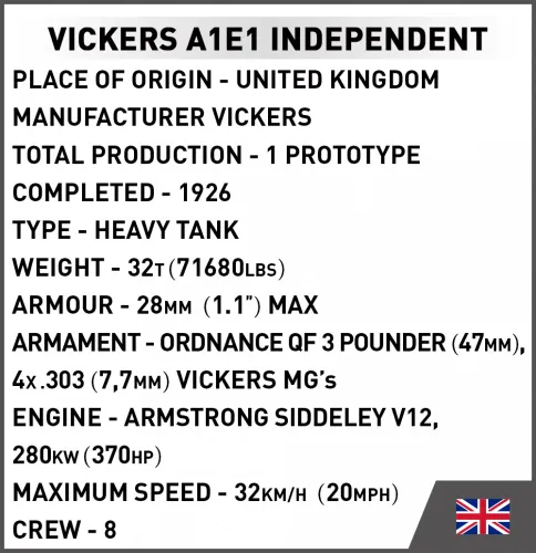 Конструктор COBI Vickers A1E1 Independent