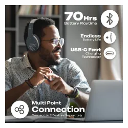 Słuchawki bezprzewodowe PowerLocus P19 Asphalt Grey Nauszne Bluetooth 5.3 Szaro-beżowy