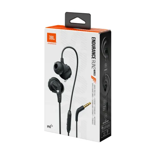 Słuchawki przewodowe JBL Endurance Run 2 Wired Black Dokanałowe Mikrofon Czarny