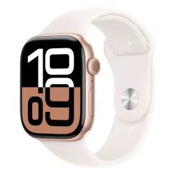 Apple Watch 10 GPS 42mm koperta z aluminium (różowe złoto) + pasek sportowy rozmiar S/M (łagodny róż) (Stan Doskonały)