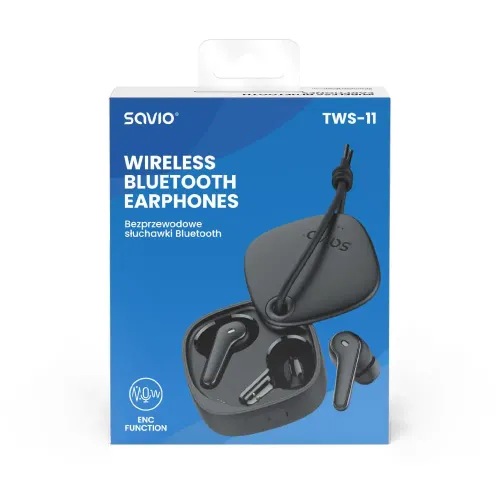 Słuchawki bezprzewodowe Savio TWS-11 Dokanałowe Bluetooth 5.3 Czarny