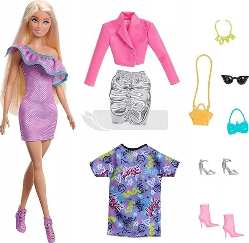 LALKA BARBIE PARTY FASHION zestaw z lalką i ubrankami HYT61