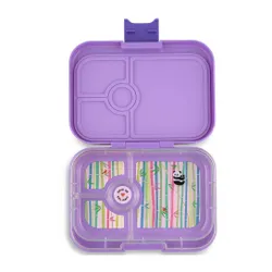 Yumbox Panino Okulu için dikdörtgen öğle yemeği kutusu-dreamy mor / panda tepsisi