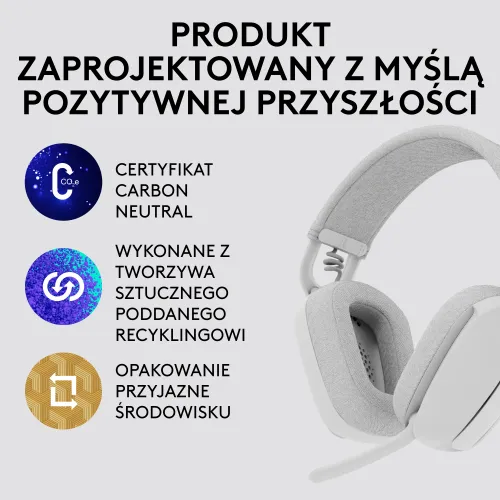 Słuchawki bezprzewodowe z mikrofonem Logitech Zone Vibe 100 Nauszne Biały