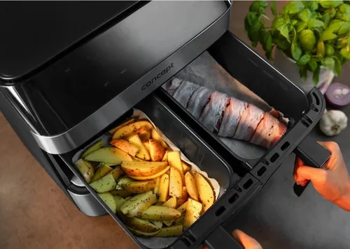 Air Fryer Frytkownica beztłuszczowa CONCEPT Pizza Trio FR9000 18.5 l z podwójnym koszem + szuflada do pieczenia