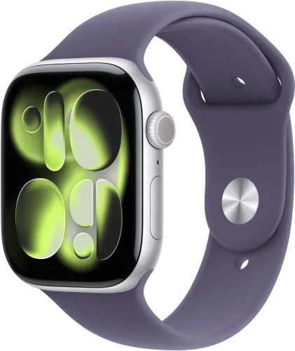 Apple Watch 11 GPS 42mm koperta z aluminium (srebrny) + pasek sportowy rozmiar M/L (mleczny fiolet)