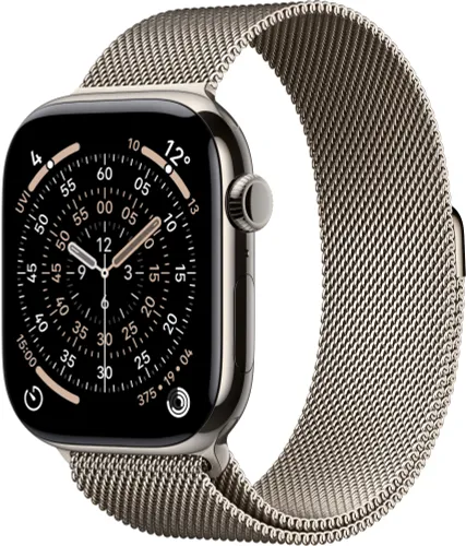 Apple Watch 11 GPS + Cellular 42mm koperta z tytanu (naturalny) + pasek sportowy rozmiar S/M (górska szarość)