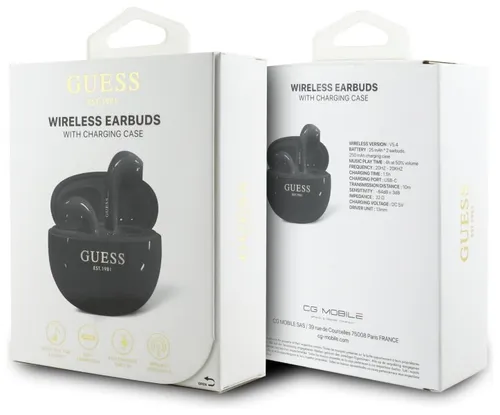 Słuchawki douszne GUESS Glossy Effect Egg Shape Printed Classic Logo Czarny