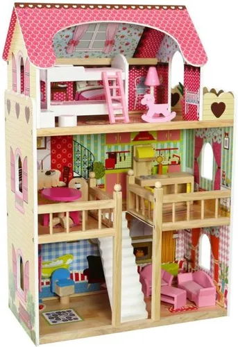 Ecotoys Dollhouse ahşap ahududu konağı (ZA-4109)