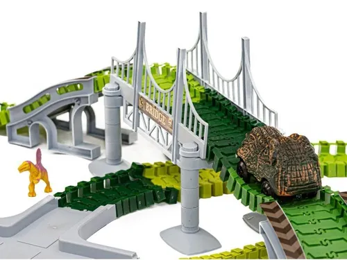 Duży Tor Samochodowy Wyścigowy Elastyczny Park Dinozaurów Zestaw 240 El.