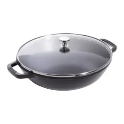 STAUB Cast 30 cm - patelnia / wok żeliwny z pokrywką