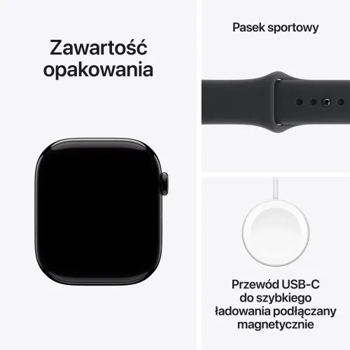 Apple Watch Series 11 GPS 46mm z aluminium Onyx Pasek sportowy Czarny S/M