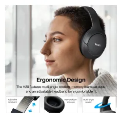 Słuchawki bezprzewodowe Tozo H20 Nauszne Bluetooth 6.0 Funkcje AI Czarny
